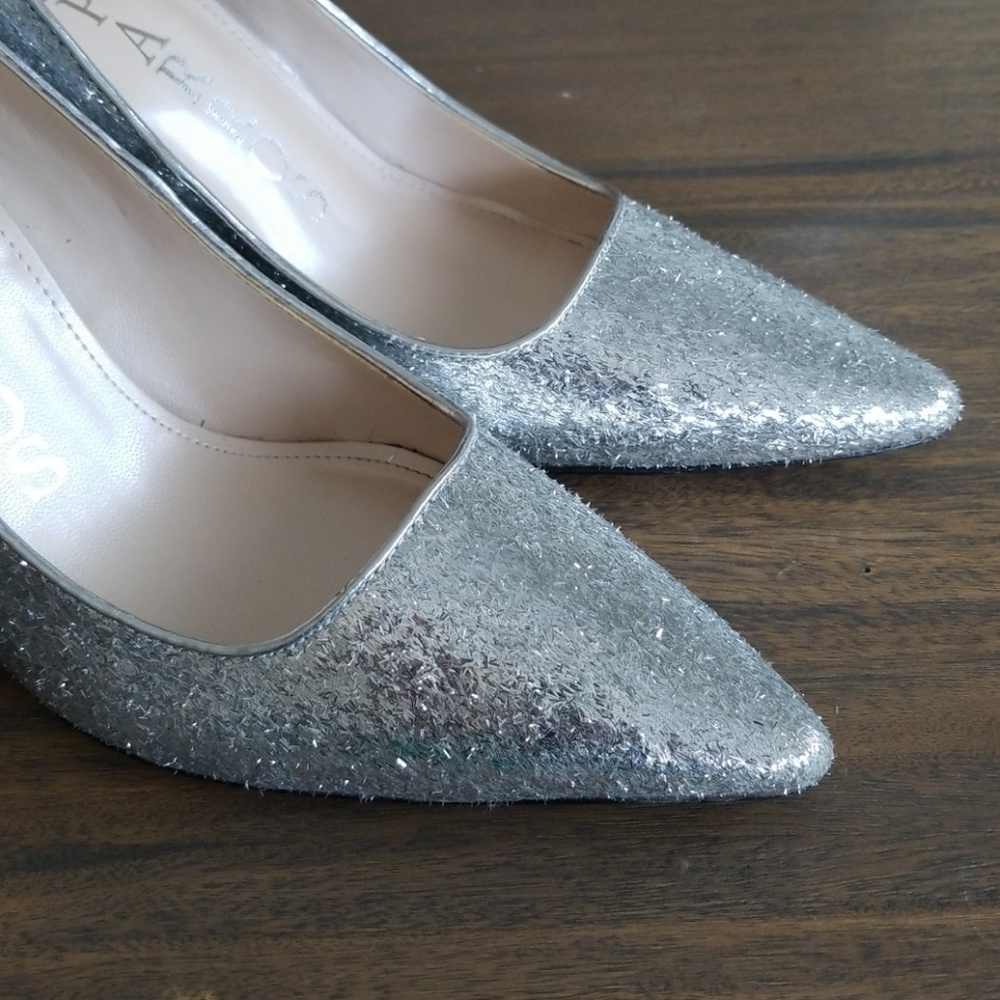 Caparros Delila Silver Glitter Heels